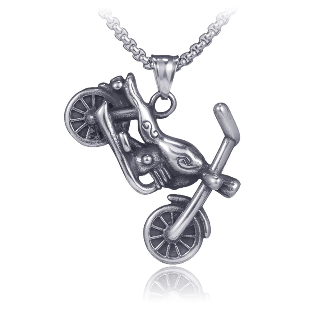 Vintage Mannen Hip Hop Sieraden Punk Rvs Motorfiets Hanger Ketting Mannelijke Bijoux Lange Box Ketting