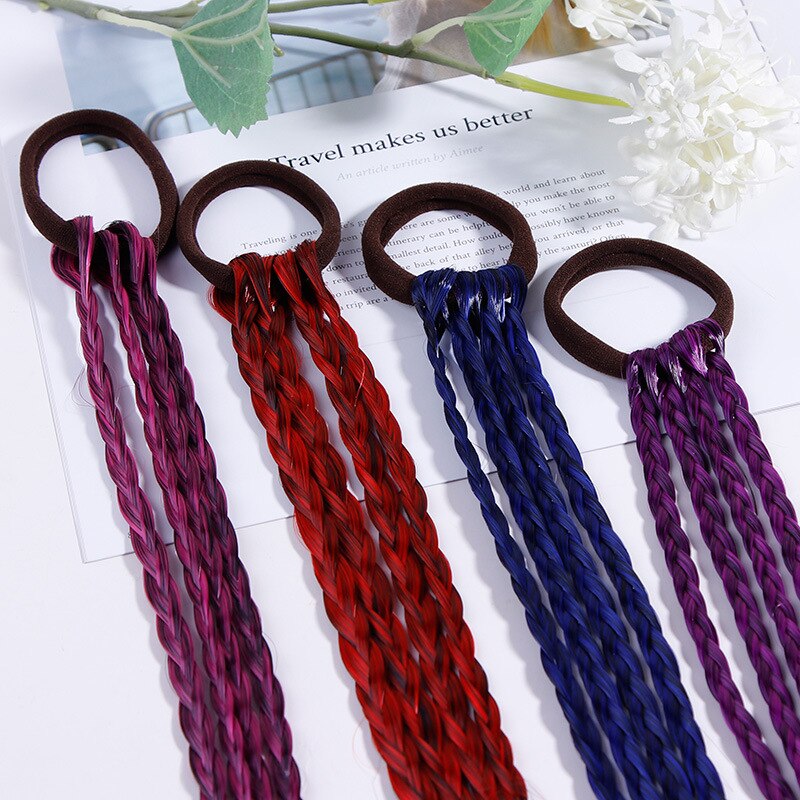 Perücken Braid Elastisches Hairband Bunte für Mädchen Frauen Prinzessin Haar Bands TiesPonytail Halter Gummibänder Haar Zubehör Neue