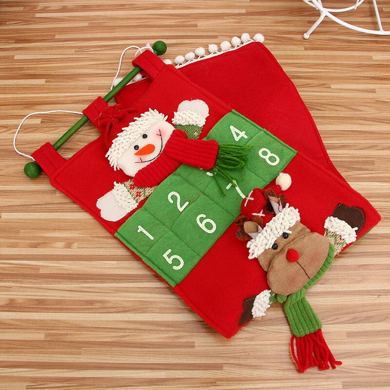 Christmas Old Man Snow Man Deer Calendar Advent Countdown Calendar pockets with treats for your children to enjoy 40*50cm