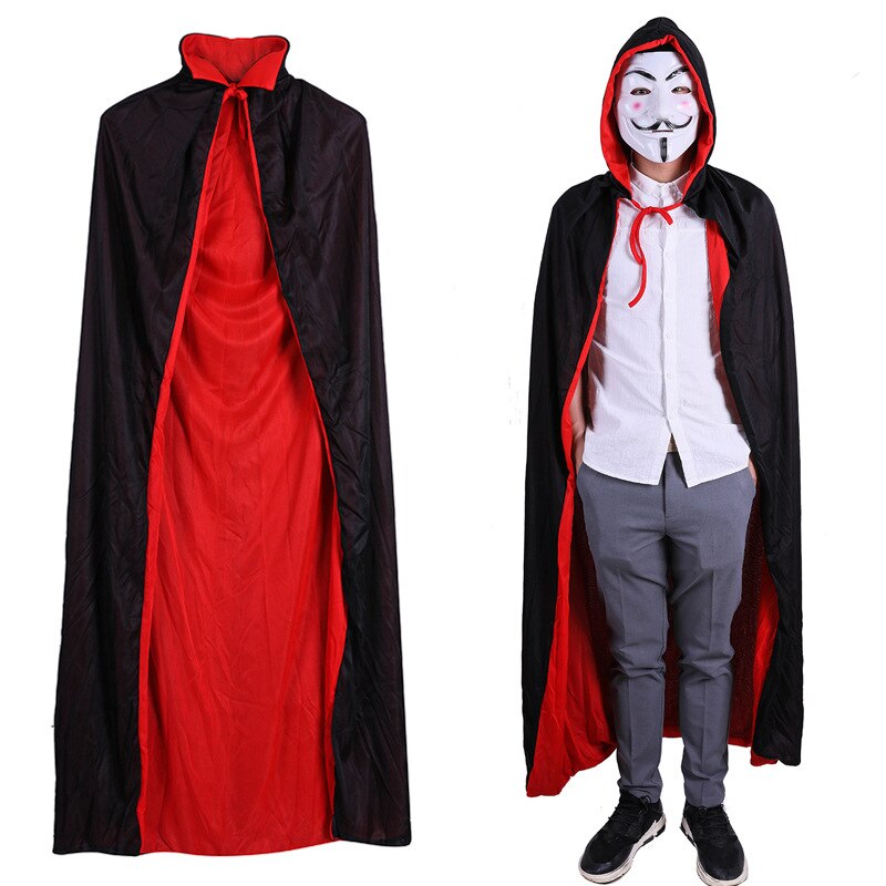 Black Red Children Halloween Cosplay Costume Theater Prop Death Hoody Cloak Devil Mantle AB Wear Long Tippet Adult Hooded Cape