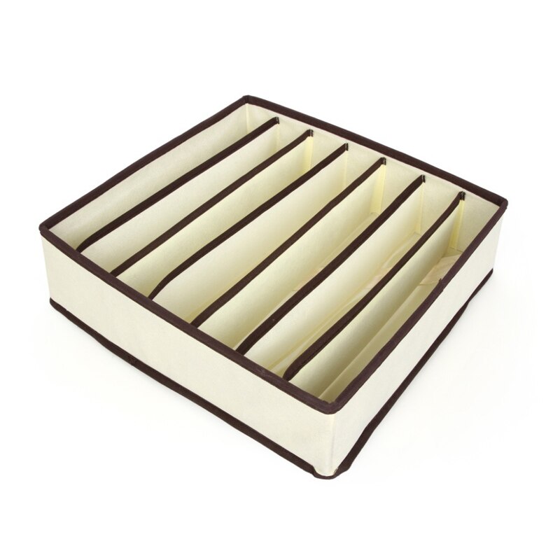 Underwear Bra Storage Box, Foldable Fabric Closet Organizer Drawer Closet Organizers Boxes for Underwear Scarves Socks Bra ect.: 1pcs Beige 7 cells