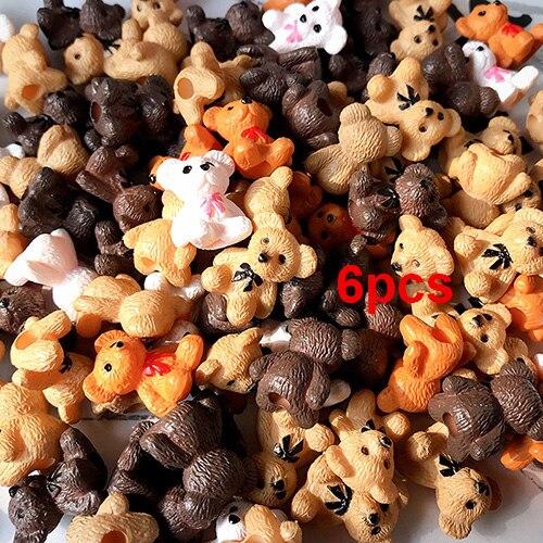 BoxiResin Animale Melma Additivi Pendenti E Ciondoli Carino Maiale Kawaii Orso FAI DA TE Kit di Riempimento Decor per il Cloud Chiaro Croccante Melma di Argilla: Coffee 6pcs Random