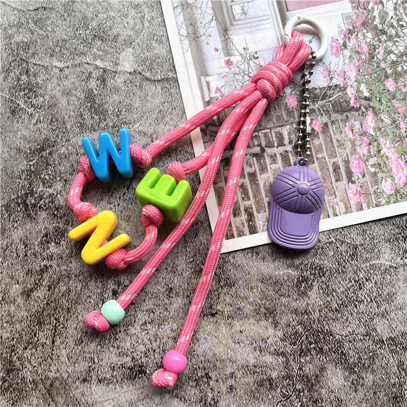 Keychains for Cell Phone Key Ring Acrylic Letter Strap for Keys Braided Key Lanyard Bag Cellular Pendant Keycord Exquisite: Pink