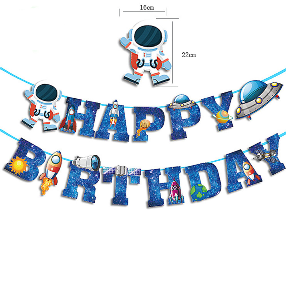 Banderole thème joyeux anniversaire avec animaux, banderole thème forêt Safari Jungle, banderole d&#39;anniversaire pour enfants garçons filles, décorations de fête d&#39;anniversaire: outspace banner