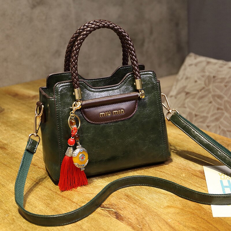 Tas Vrouwen Tas Mode Veelzijdige Lederen Messenger Bag Vrouwen Sfeer Draagbare Een Schouder Vrouwen Koeienhuid tas: green