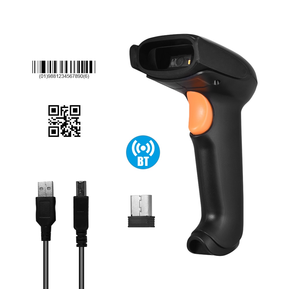 Aibecy Handheld Barcode Scanner USB 2.4G Draadloze 1D 2D QR Code Scanner BT Reader CMOS Image Scanning Levert