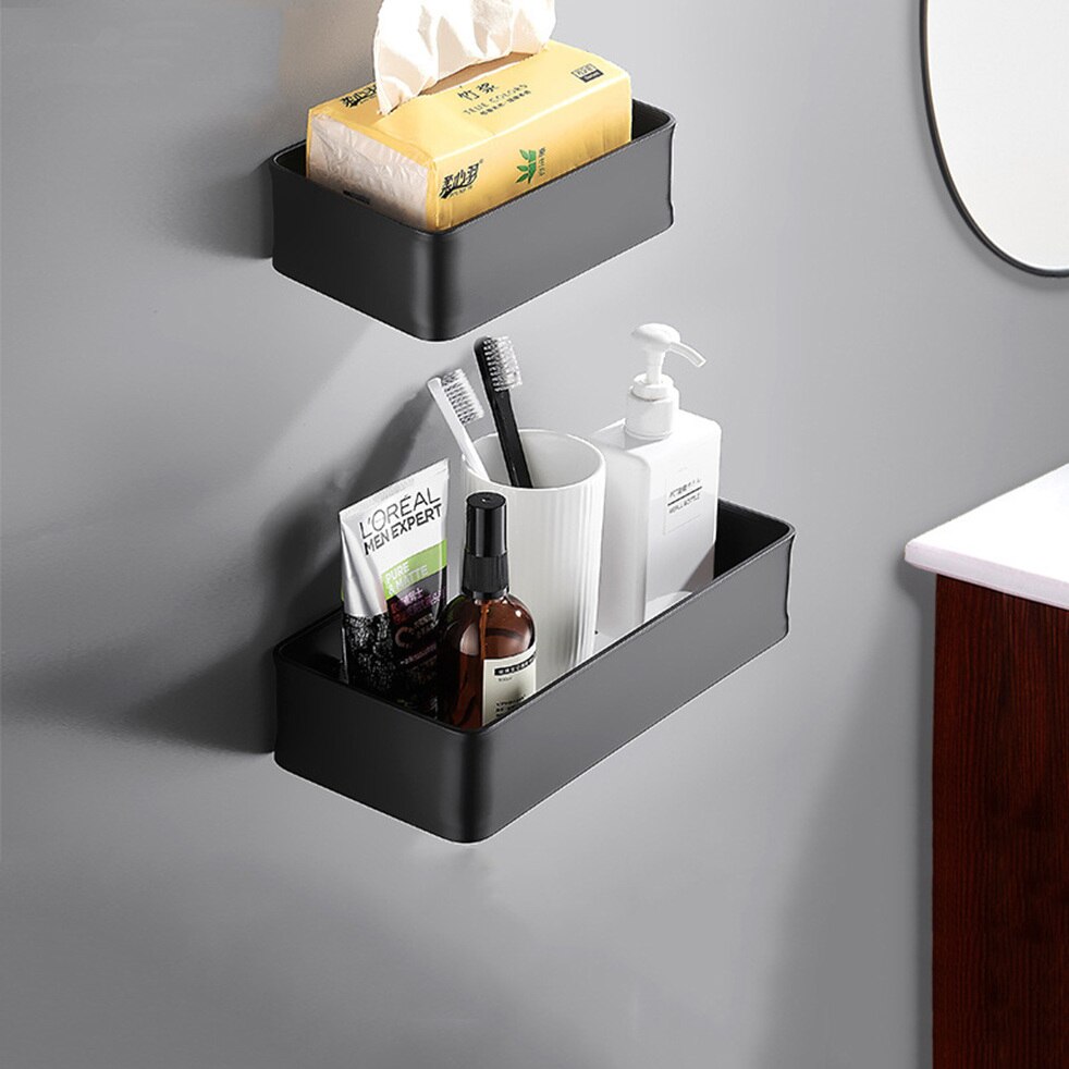 Tissue Holder Black Silver Shower Caddy for Bathroom Toilet Kitchen Shelf Soap Dish Wall Mounted WC Paper Basket