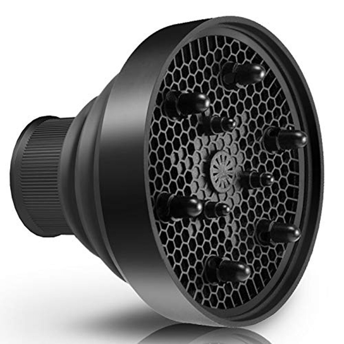 Difusor de secador de pelo plegable Universal, accesorio de viaje portátil, plegable que se adapta a la mayoría de los secadores de pelo, negro