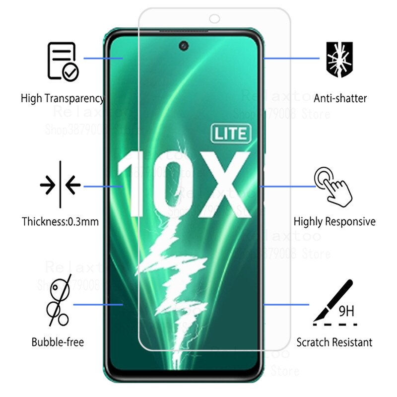 2in1 Protector For huawei honor 10x lite Screen Protector Camera Lens Tempered Glass on honor10xlite Cover honor 10 x lite Case