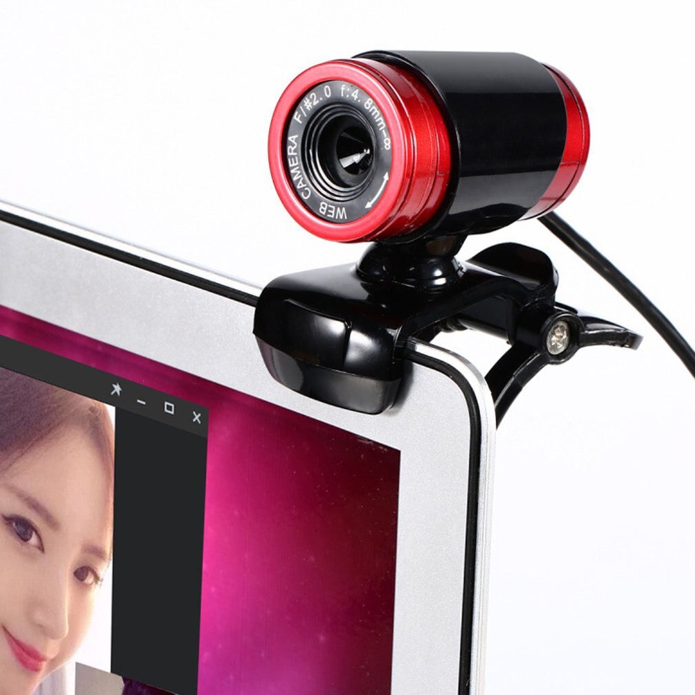 Red 480P Computer Camera USB Web Camera Manual Focus Webcam with Sound-Absorbing Microphone for Laptop Gamer