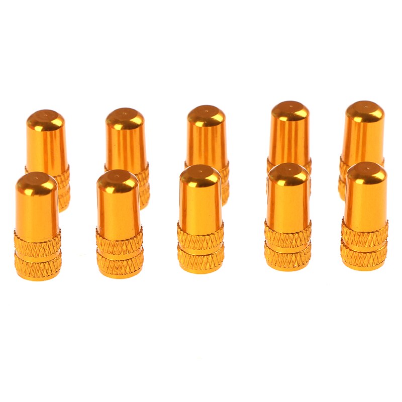 10Pcs Fiets Ventieldopje Fiets Velg Tyre Stem Air Ventieldopjes Dust Covers: Gold