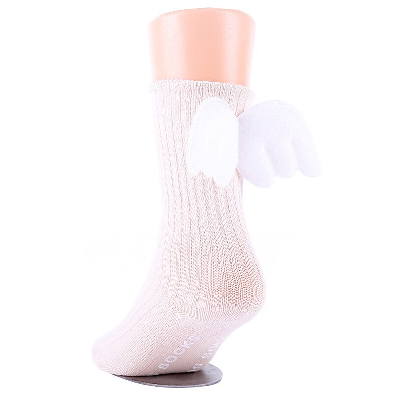 Meias de algodão para bebês, meias fofas de anjo absorve o suor respirável para meninas e meninos, 0-4 anos