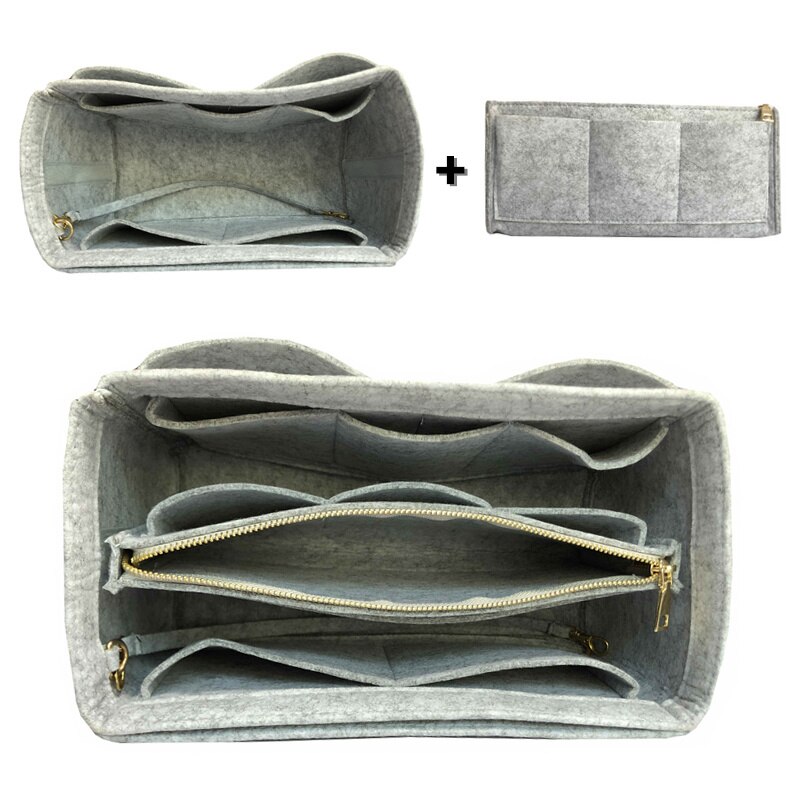 Nowe popularne damskie organizator na przybory do makijażu filcowa wkładka do woreczków wielofunkcyjna kosmetyczka podróżna do przechowywania kosmetyków: light gray