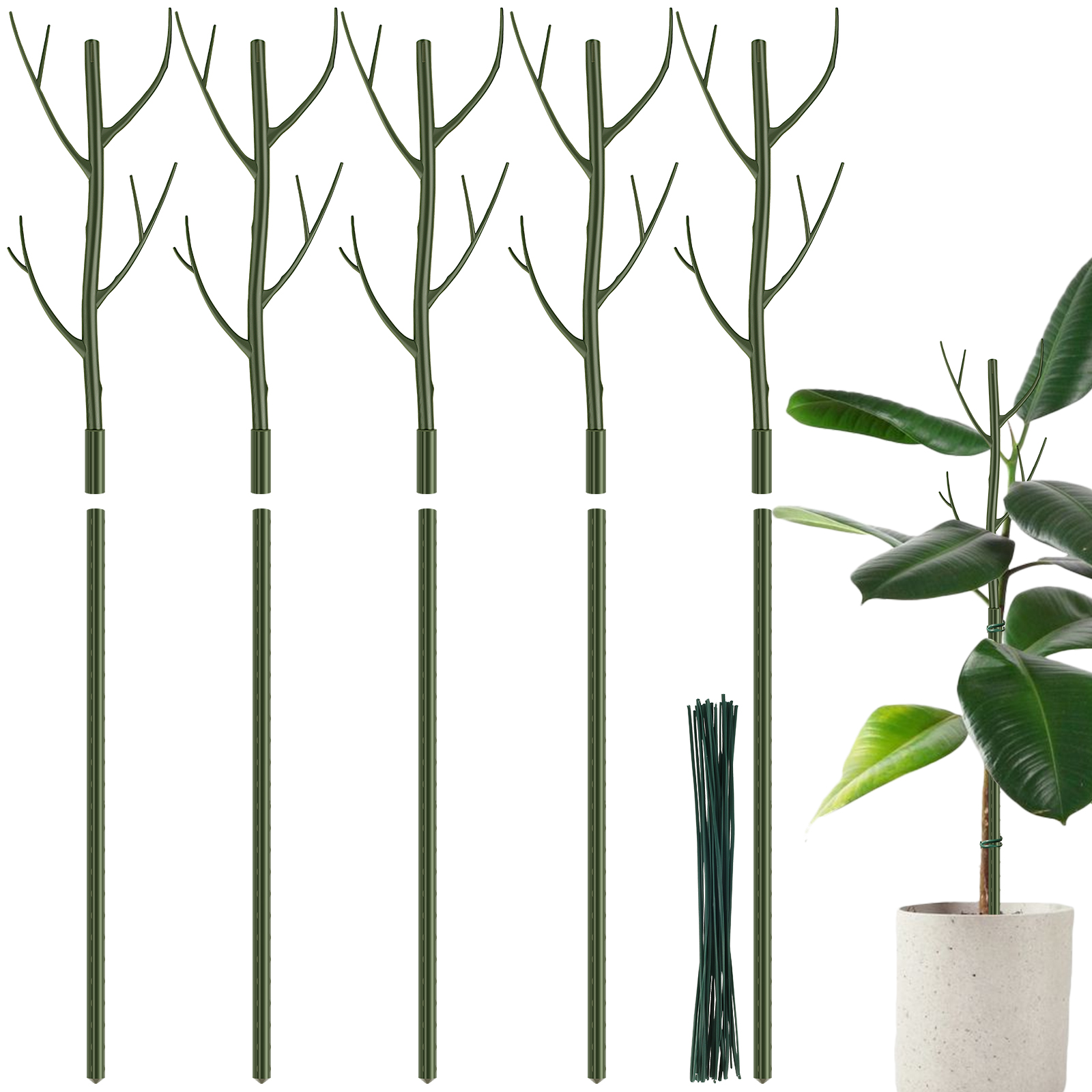 5 Stuks Plant Support Stakes Herbruikbare Gesimuleerde Boomtak Zet Wijnstok Klimbeugel Voor Potplanten Tuingereedschap: Default Title