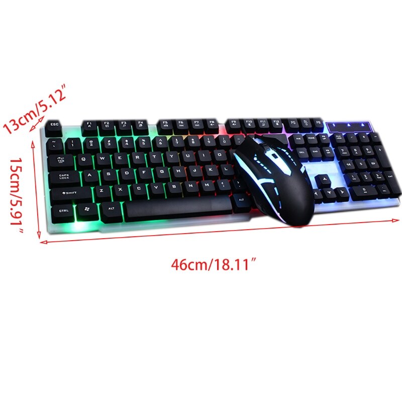 Combo PC Gamer LED Gaming Keyboard And Mouse Set Wired 2.4G Keyboard T5UA