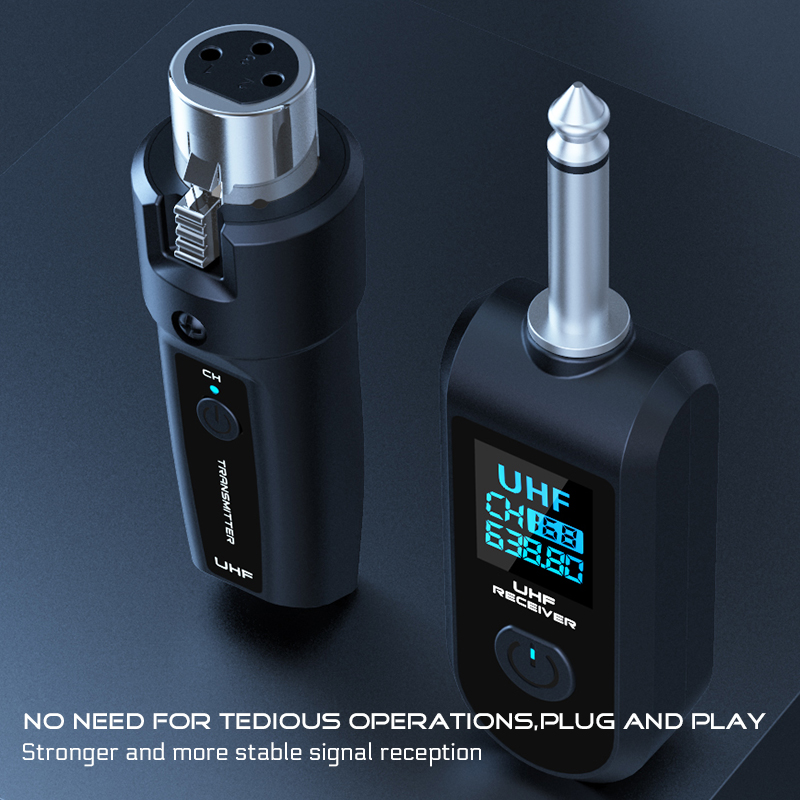 Wired to Wireless microphone Converter system transmitter and receiver for Dynamic Microphone Guitar Audio Mixer PA System