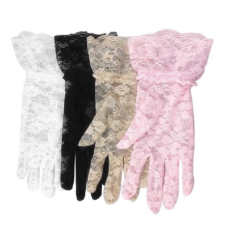 Solbeskyttelsestilbehør blonder hule handsker delikat blonder jacquard mønster blonder handsker