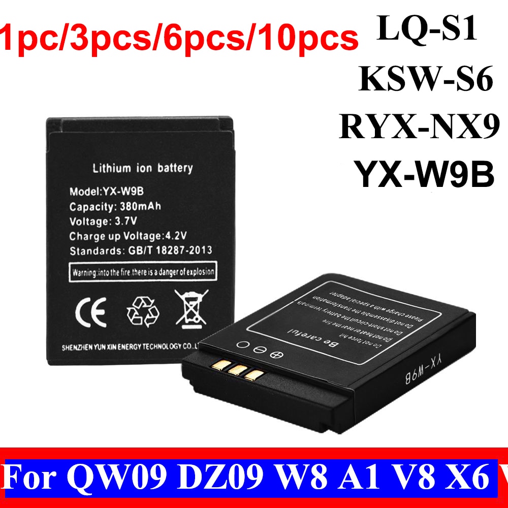 3,7 V recargable de Li-Ion batería de polímero para el reloj inteligente HLX-S1 DJ-09 AB-S1 M9 FYM-M9 JJY-S1 DZ09 QW09 W8 A1 V8 X6 LQ-S1 batería