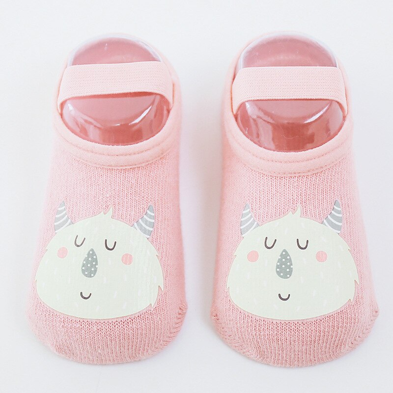 1 Pair 0-3Y Newborn Baby Socks Spring Cartoon Animal Soft Cotton Floor Socks With Band For Boy Girls Anti Slip Infant Short Sock: 01 / M