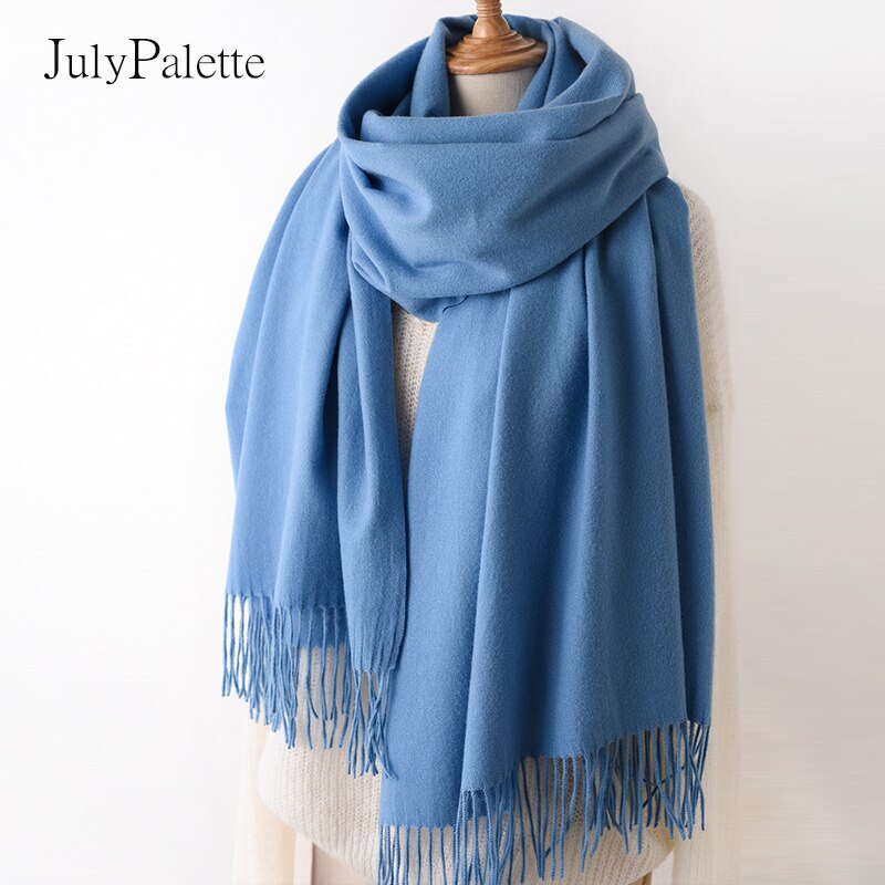 JulyPalette Solid Color Cashmere Scarf For Women Autumn Tassel Lady Long Shawls Pashmina Scarf Winter Warm Thicken Wool Scarves