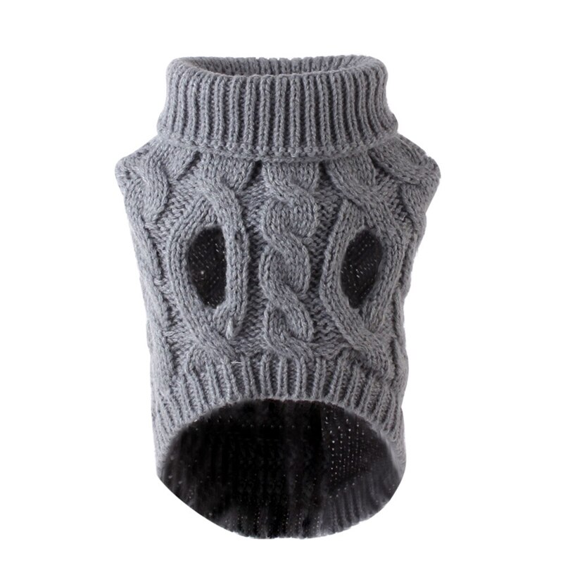Warm Dog Cat Sweater Clothing Winter Turtleneck Knitted Pet Cat Puppy Clothes Costume For Small Dogs Cats Chihuahua Outfit Vest: gray / L