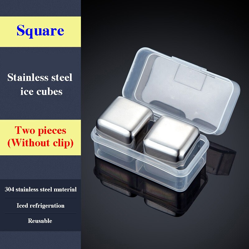 Stainless Steel Ice Cubes Reusable Whiskey Frozen Object Keep Drinks Cold A Long Time Special Square Cube Sets For Bars: Two grain