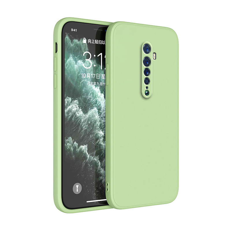 Funda Original para OPPO Reno 2 2F 2Z, protección de cámara, cuadrada, de silicona líquida Reno2, suave, de lujo, ultrafina, a prueba de golpes: Microfibra / green