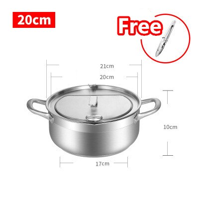 Deep Frying Pot Thermometre Tempura Fryer Pan Temperature Control Fried Chicken Pot Cooking Tools Stainless Steel Kitchen Tool: 20cm new version