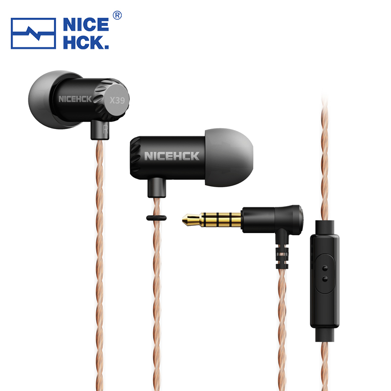 NICEHCK X39 IEM Aluminium Shell HIFI Microfoon Oordopjes 6mm Titanium Plated Dynamische Headset Bass Vocal DJ In-ear Oortelefoon