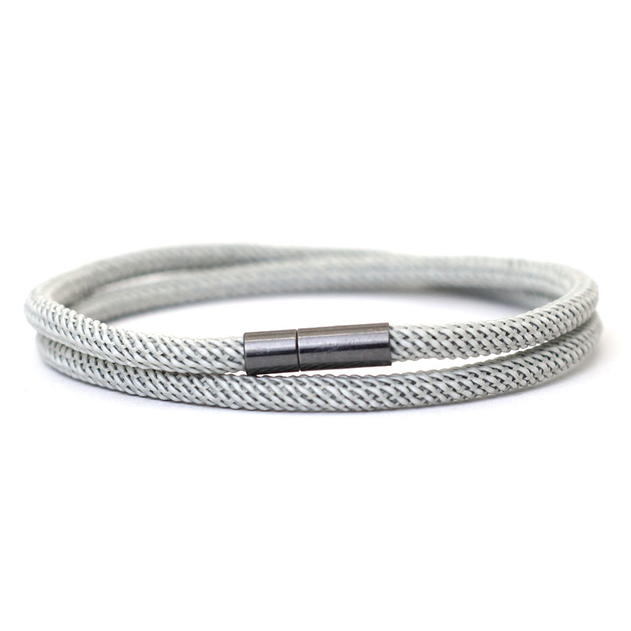 Noter, recién llegado, pulsera de cuerda para hombre, pulsera de nailon de 4mm de doble capa con hilo de la suerte, hebilla desmontable negra de níquel, para él: Rodio plateado