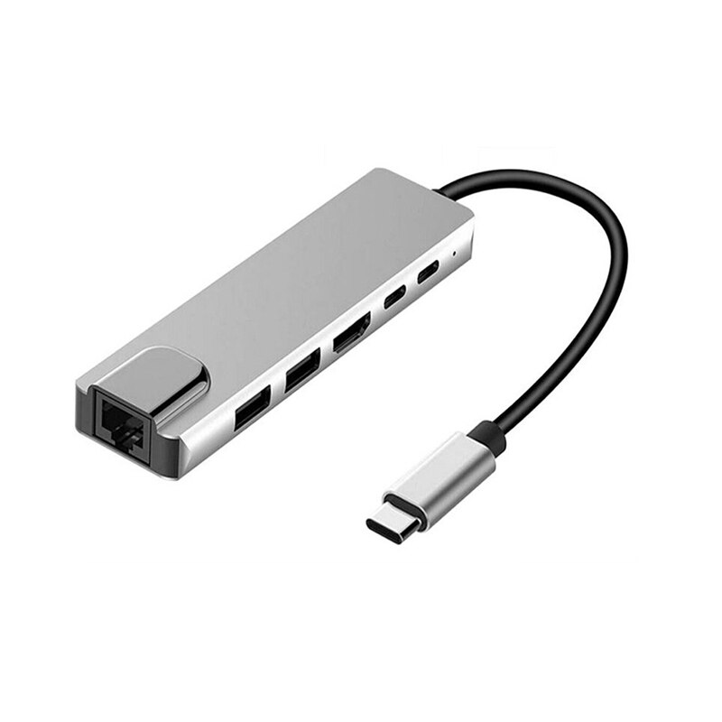 Usb-c vers Rj45 Lan 4K Hdmi Vga 2Usb 3.0 lecteur de fente 6 en 1 type-c adaptateur de Dock Hub pour pour Samsung pour Huawei: Default Title