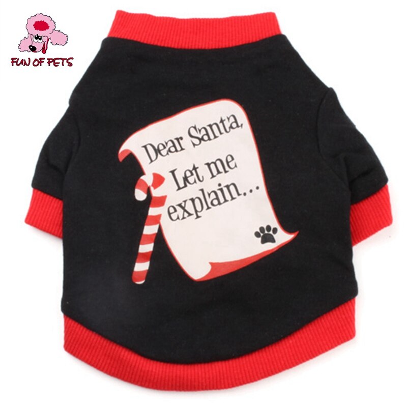 Mode Kerst Stijl Beste Kerstman Brief Patroon Katoenen T-shirt voor Honden (zwart, XS-L) Festival Hondenmaat Shirt