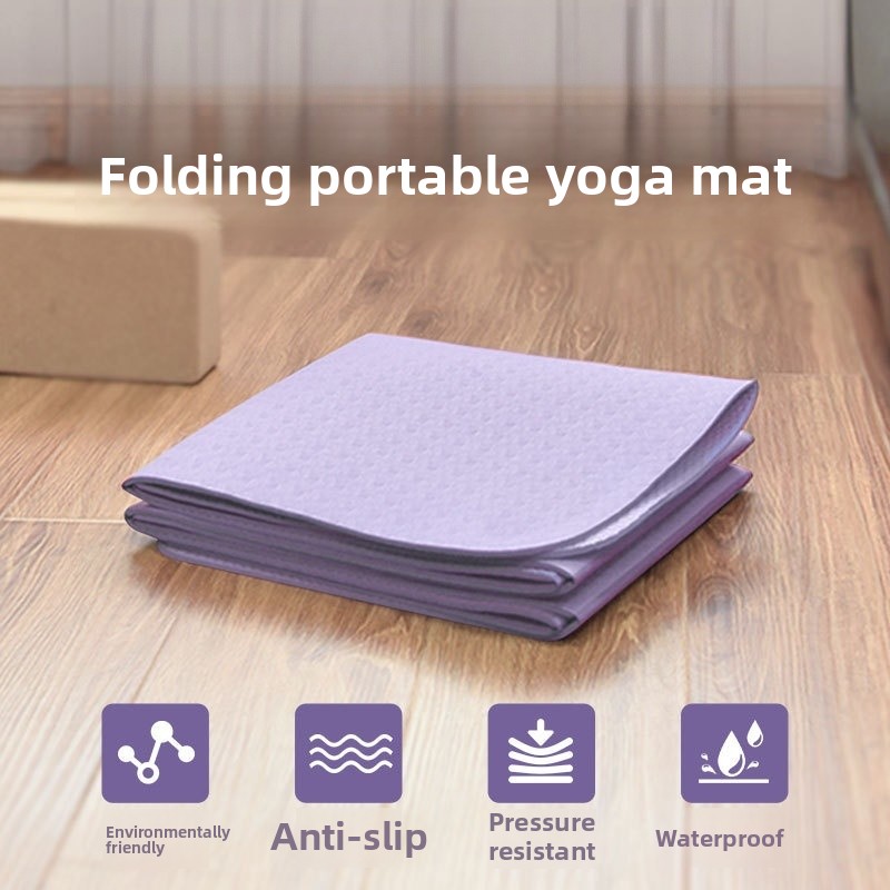 Foldable Yoga Mat 6/8mm Thick Non-Slip Eco-Friendly TPE Portable Exercise Mat for Pilates Lightweight Fitness Mat for Adult/Kids