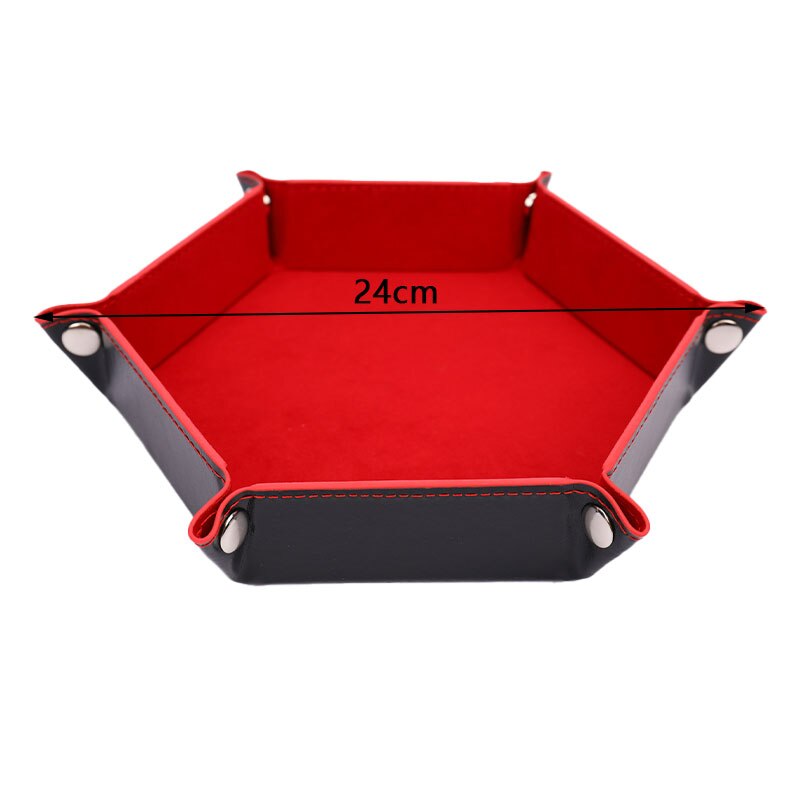 PU Leather Folding Hexagon Square Tray Dice Game Foldable Dice Tray Box 6 Colors