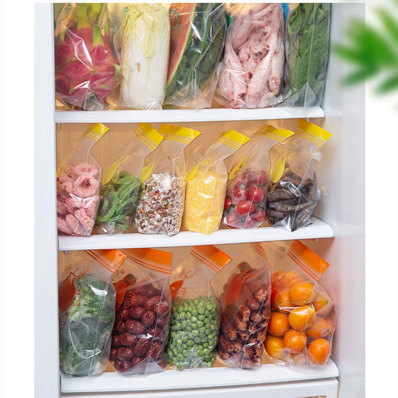 Eco Friendly Reusable PE Ziplock Bag Freezer Food Storage Bag Fresh Shut Saran Wrap Plastic Bags Leakproof Top Kitchen Organizer