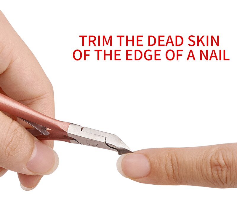 Cortador de pinzas de empuje para cutícula de uñas cortauñas producto para eliminar la piel muerta herramienta de manicura artística alicates de belleza para uñas rosa