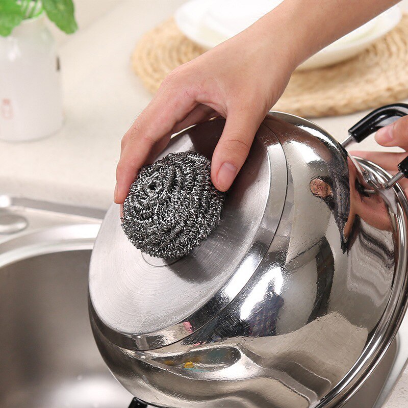 6 pcs/set Bathroom Stainless Steel Sponges More Scrubbing Scouring Pad Kitchens Steel Wool Scrubber