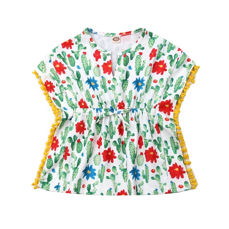 Peuter Baby Meisjes Jurk Swim Cover-Up Bloemen Jurk Meisjes Zwemkleding Een Stuk Strand Zonnejurk Zomer Poncho: 3 / 90