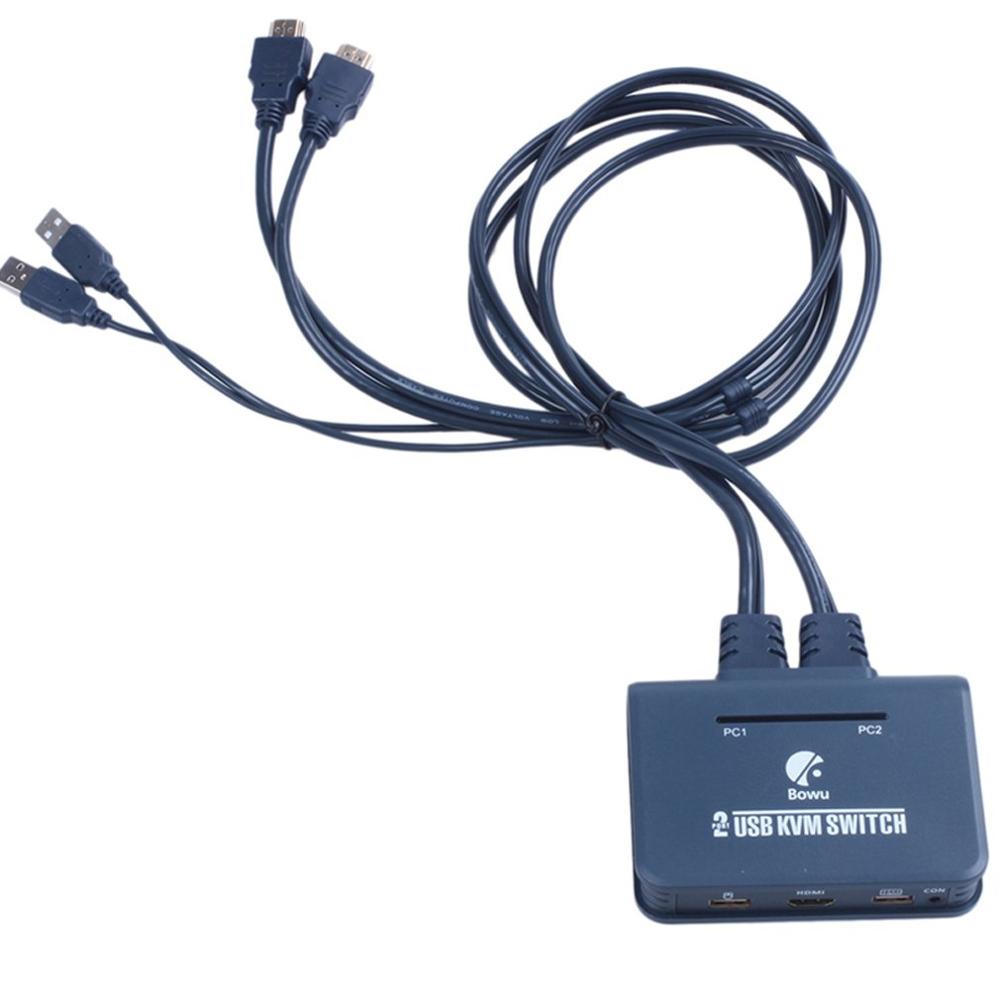 2- port hdmi kvm-switch med kabler usb-port til skærmtastaturmus