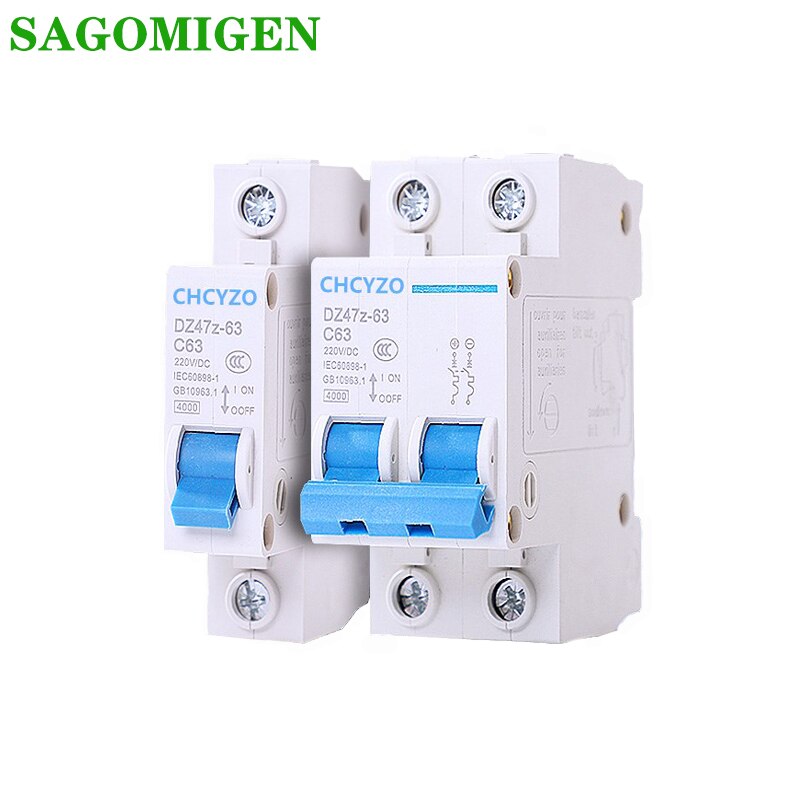 1P 2P DC 220V Circuit Breaker Solar Mini Circuit Breaker 10A 16A 20A 25A 32A 40A 50A 63A DC MCB für PV System DC Circuit Breaker