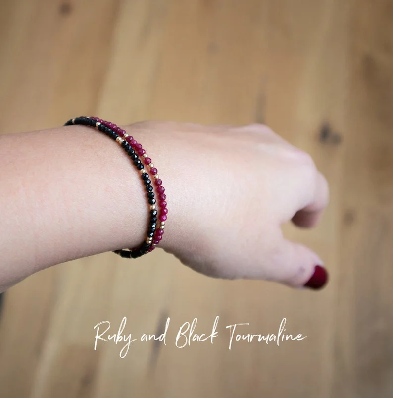 Pulseira de turmalina preta, mesma proteção para mulheres, joias requintadas de turmalina preta, cristal de turmalina preta