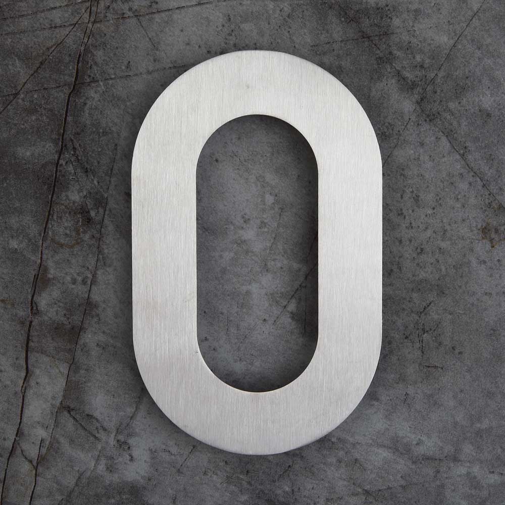 10 Inch Extra Large Floating House Numbers Door Sign Mounted, Stainless Steel 18-8 Brushed Nickel: Number 0