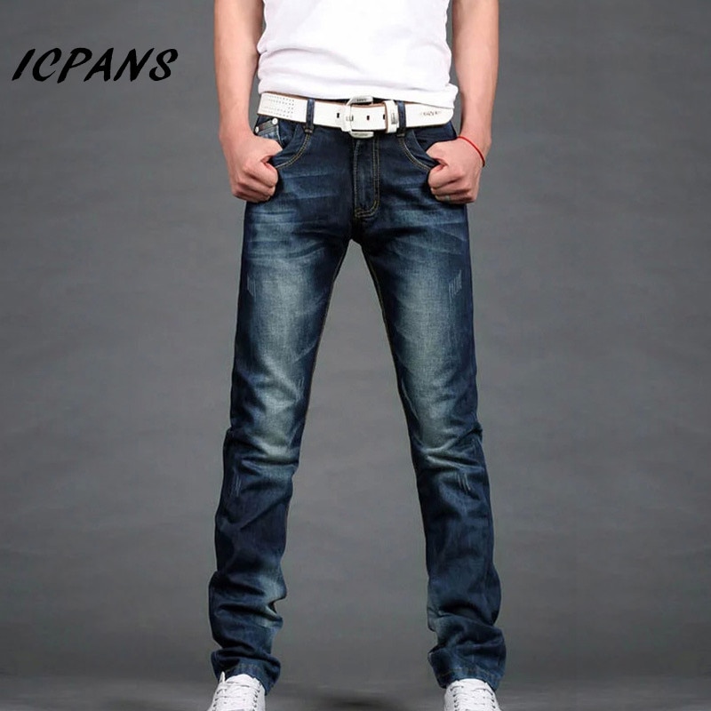 Icpans skinny jeans mænd klassiske straight herre jeans denim jeans mænd lange bukser mærke tøj jeans til mænd