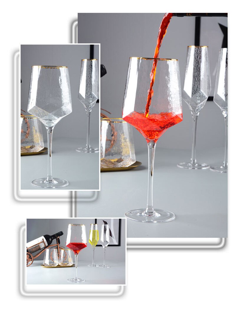 Golden edge Wine Glass Wedding Glasses Champagne Flutes Crystalline Wine Cup Exqusite Life Home Decoration Party