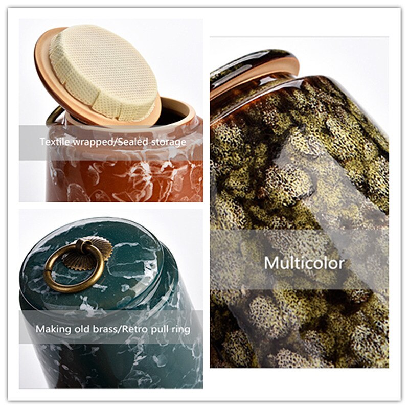 Høykvalitets keramiske tekrukker til hjemmeinnredning tørkede nøtter forseglet tank tekanne oppbevaringsbokser sukkerkaddy flerfarget keramikk honningkrukke