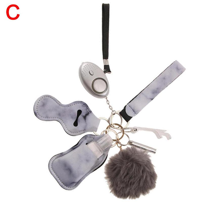 Women's Security Alarm Set 130db Alarm Volume Wolf Alarm To With The Pull Activate Hazard Guard Set Needle Flashlight L9A3: White
