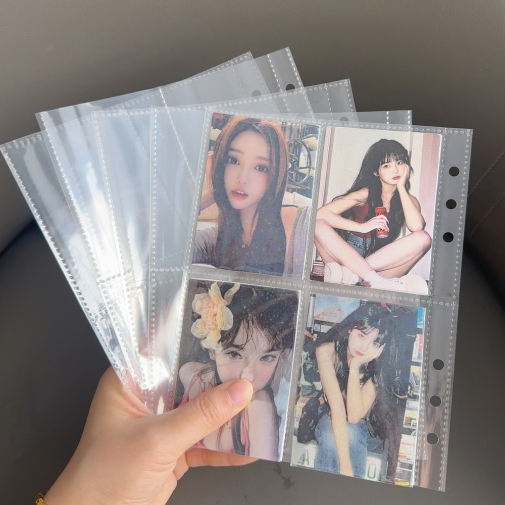 5/50pcs 4-Pocket Binder Photocards Holder Binder Background Paper Kpop Photo Album 6/3 Holes Inner Page Photo Card Binder Sleeve