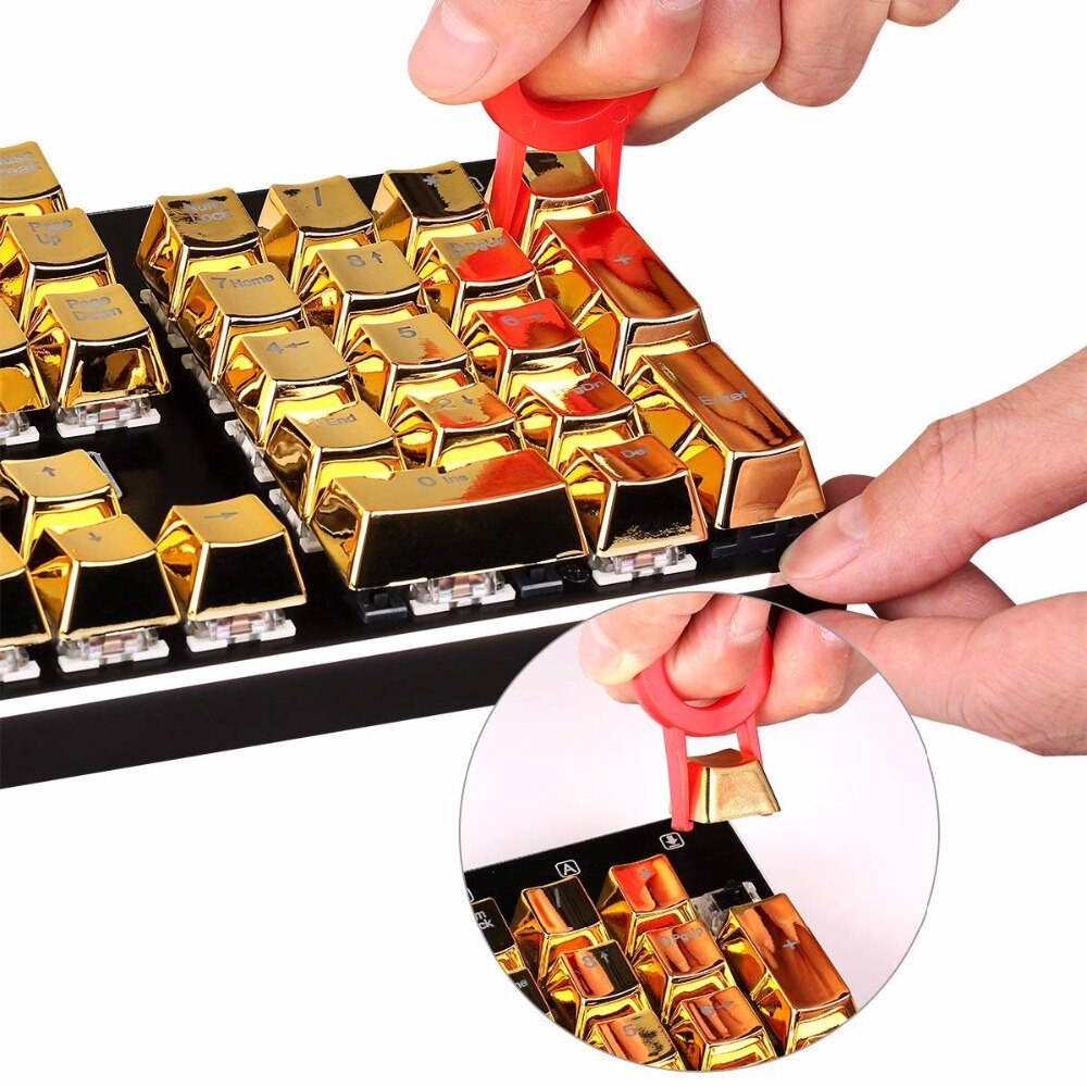 Teclas metálicas galvanizadas de Color dorado, 104 teclas, 87 teclas, 81 teclas para teclado mecánico retroiluminado, PBT, doble disparo bicolor