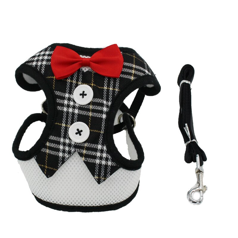 NOVEDAD DE VERANO correas de perro Sets de arneses de lona transpirables con corbata Gato al aire libre vestido para andar ropa para de mascotas del producto: 4 / S
