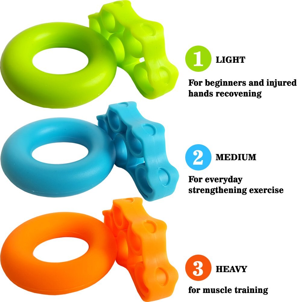 3 Levels Finger Stretcher Resistance Bands Finger Grip Exerciser Hand Grip Trainer Rings for Relieve Pain Injury Rehabilitation